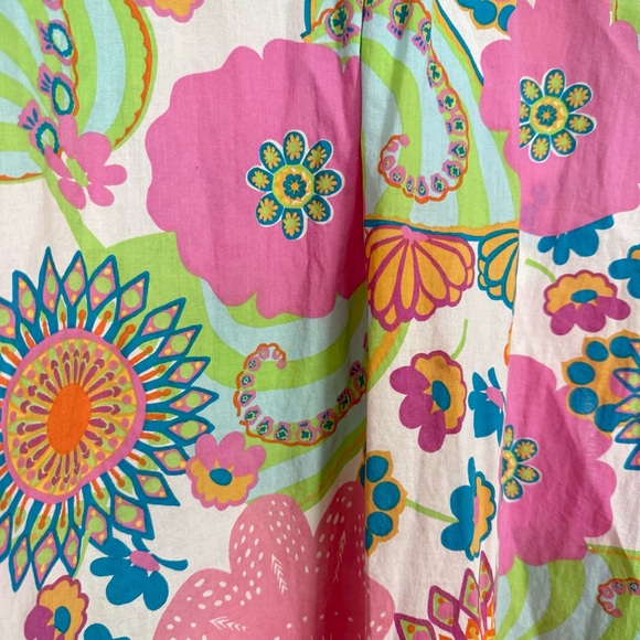 Boden Floral Beaded Neck 3/4 Sleeve Tunic Top Pink Green White Size 6 - Picture 7 of 12